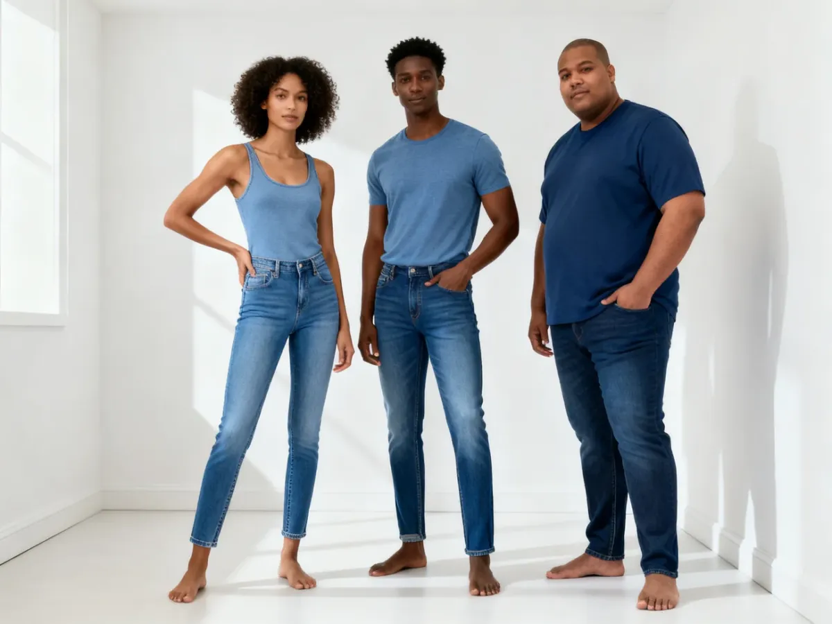 Różne sylwetki w dobrze dopasowanych jeansach slim fit
