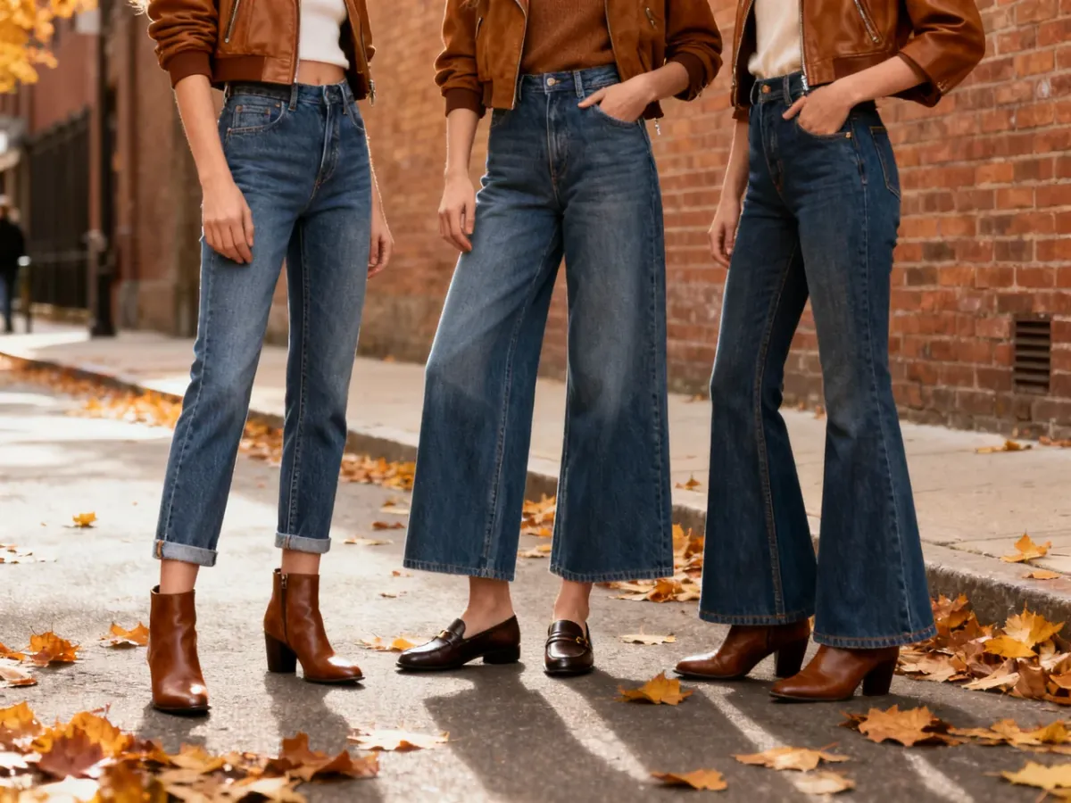 Trzy jesienne stylizacje z cygaretkami, jeansami wide-leg i dzwonami