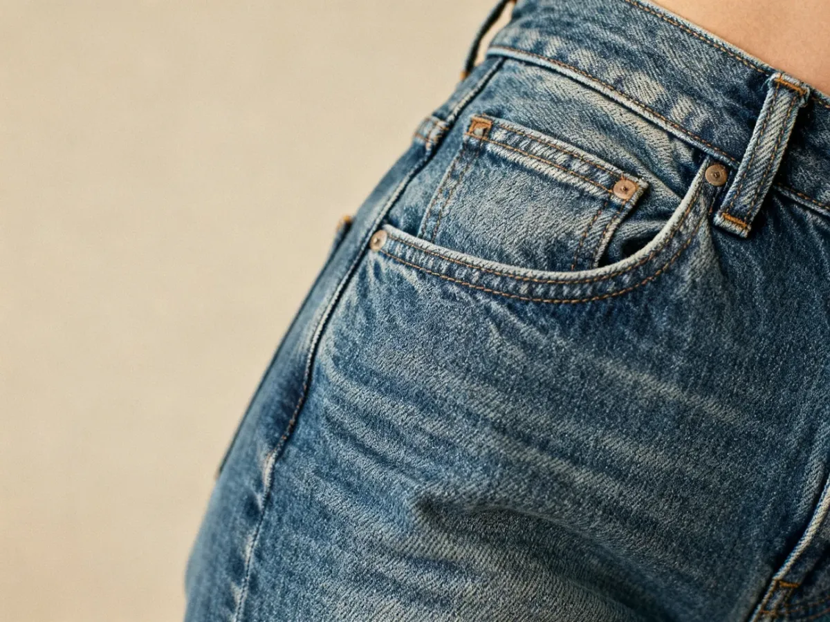 Klasyczne sztywne jeansy z wyraźną strukturą denimu